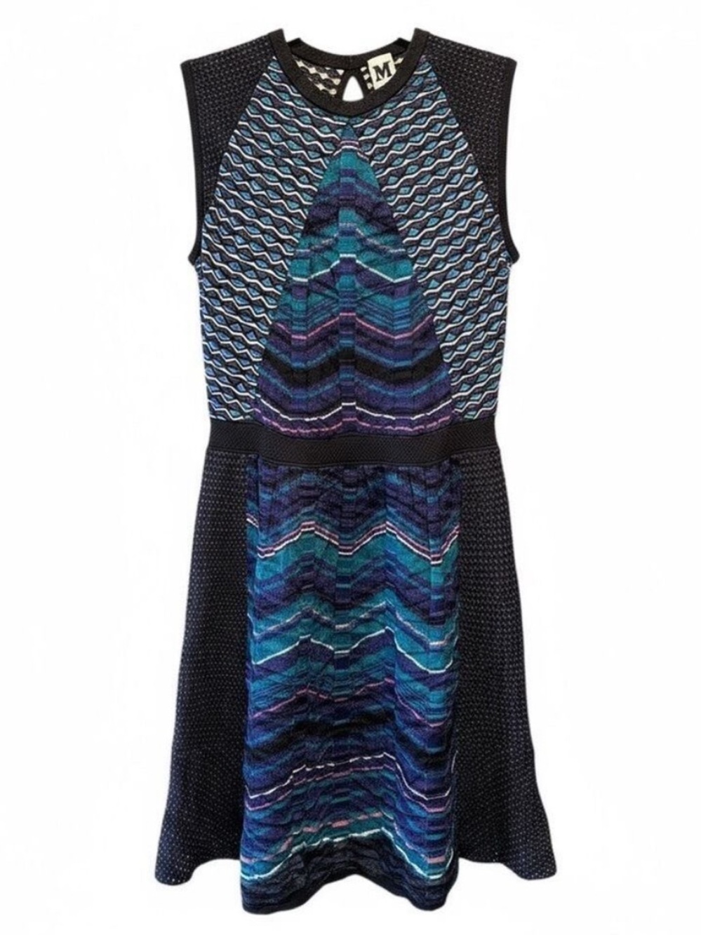 M Missoni Multicolor Paneled‎ Knit Sleeveless Mini Dress Size 48 US XXL EUC